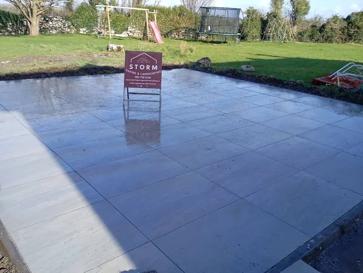 Large slab base freshly laid